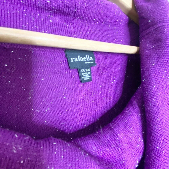 Rafaella Woman Purple Sparkle Cowl Neck Bat Wing Sweater Plus Size 1X Metallic - Picture 8 of 11
